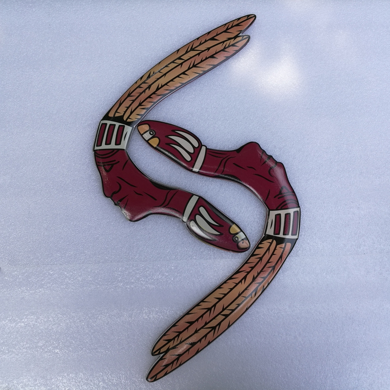 Hand-made Wooden Indigenous Boomerang (Wine Red)