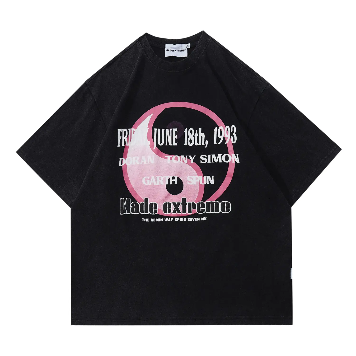 Letters Printed Loose Wash Short Sleeved T-shirt