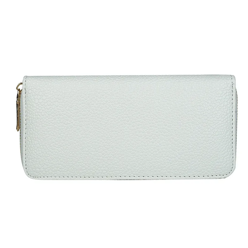 Mid-length Zipper Clutch Bag Fashion Solid Colour PU Money Clip - White