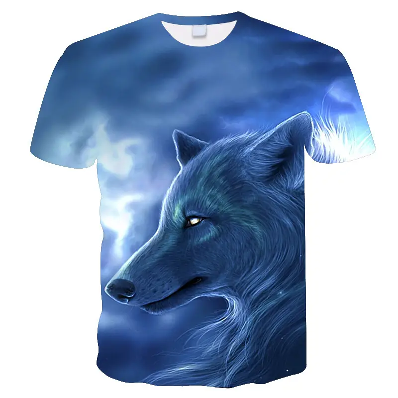 Summer Wolf 3D Digital Printing Men's And Women's Loose Short-sleeved T-shirt