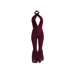 European And American Sexy Solid Color Halter Halter Jumpsuit - Purple - View 1