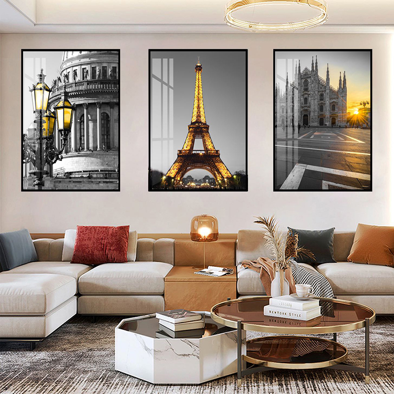 Aluminum Alloy Frame Decorative Painting, Three-panel Decorative Painting, Crystal Porcelain Painting