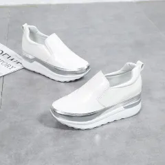 All-match Loafers Women 40 Platform Lazy Shoes - White - View 1