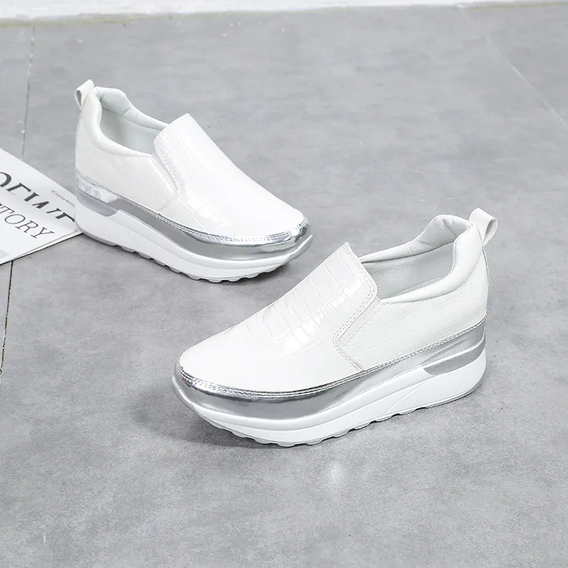 All-match Loafers Women 40 Platform Lazy Shoes - White
