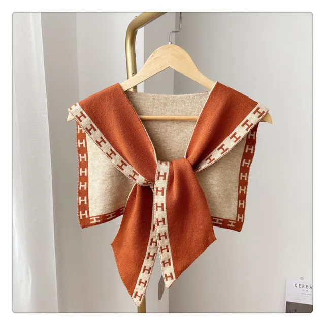 Women's Fashion Knitted Shawl With Neck Scarf Orange - Shop at LoveMi