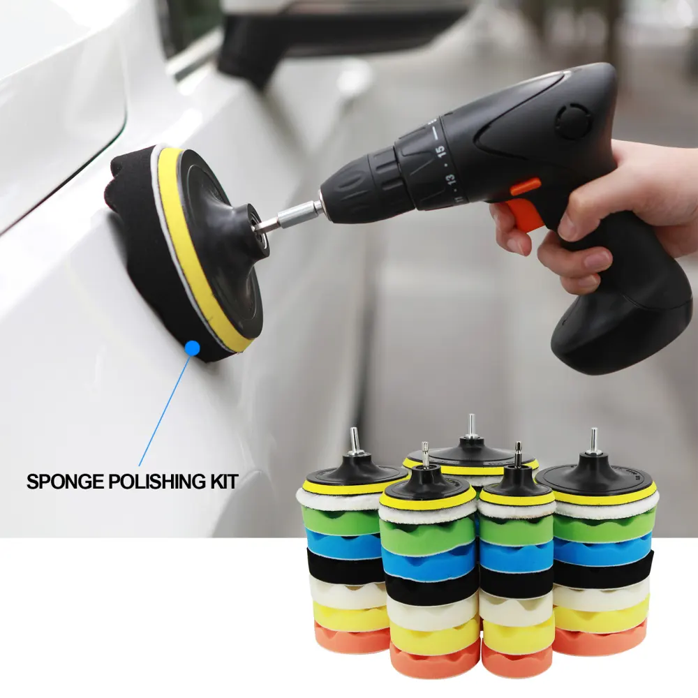 Car Polishing Set of 9 Wool Sponge Pads