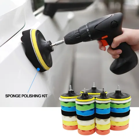 Car Polishing Set of 9 Wool Sponge Pads