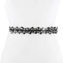 Decorative Skirt Belt Women's Fine Rhinestone Inlaid Elastic Waistband - Black - View 1