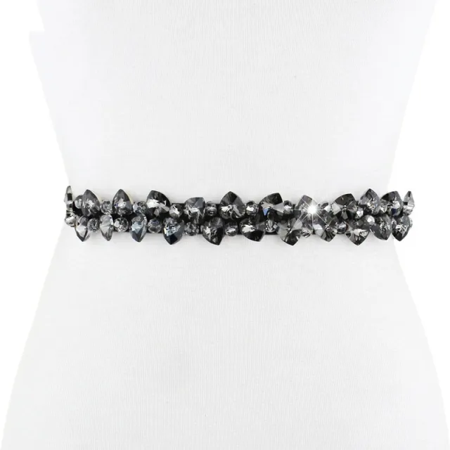 Decorative Skirt Belt Women's Fine Rhinestone Inlaid Elastic Waistband Black - Shop at LoveMi