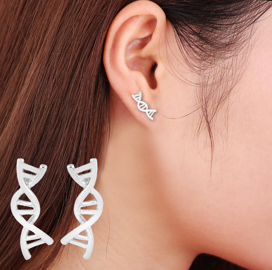 Women's Cute DNA Molecule Fashion Double Helix Stud Earrings