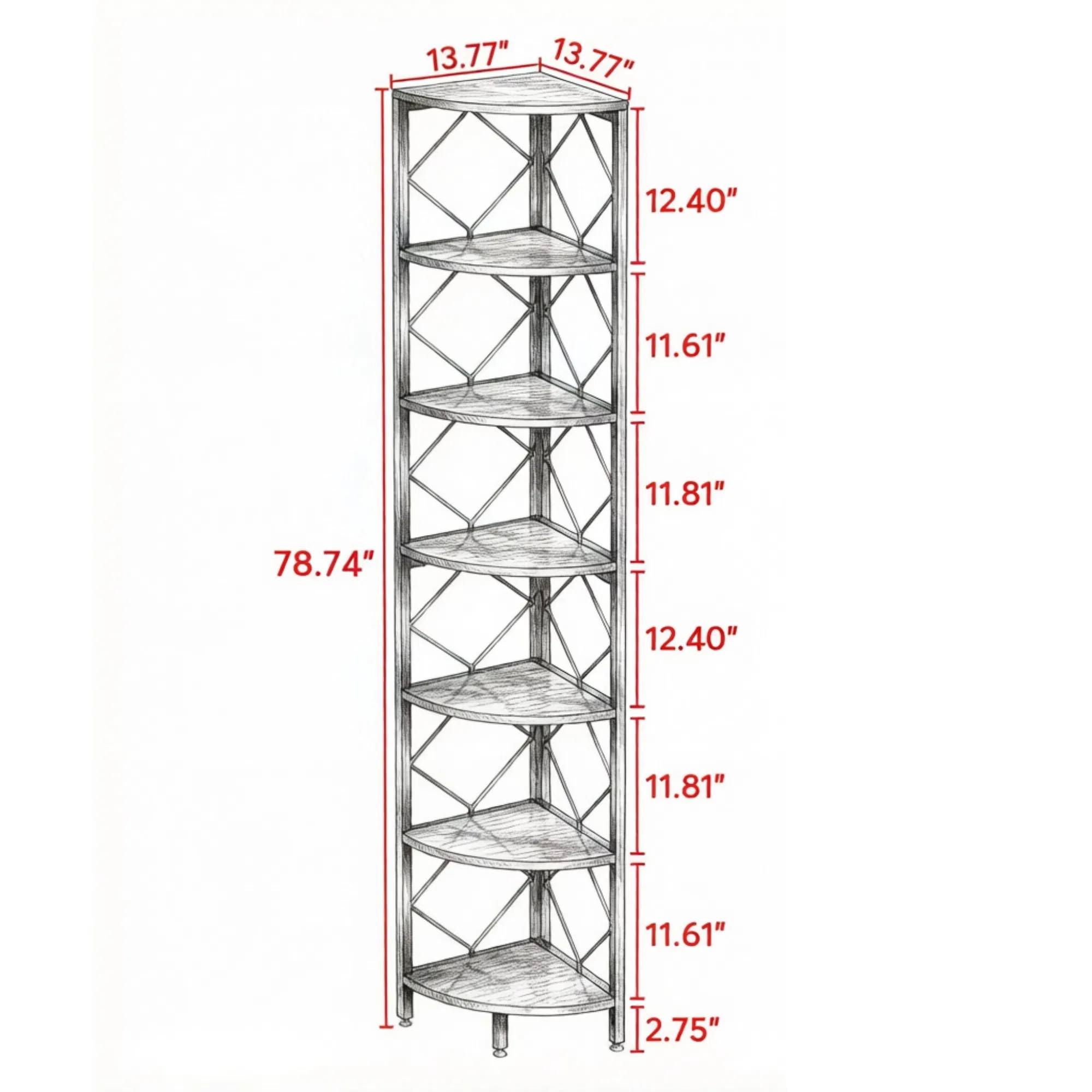7-Tier Corner Bookshelf, picture 4 of 5