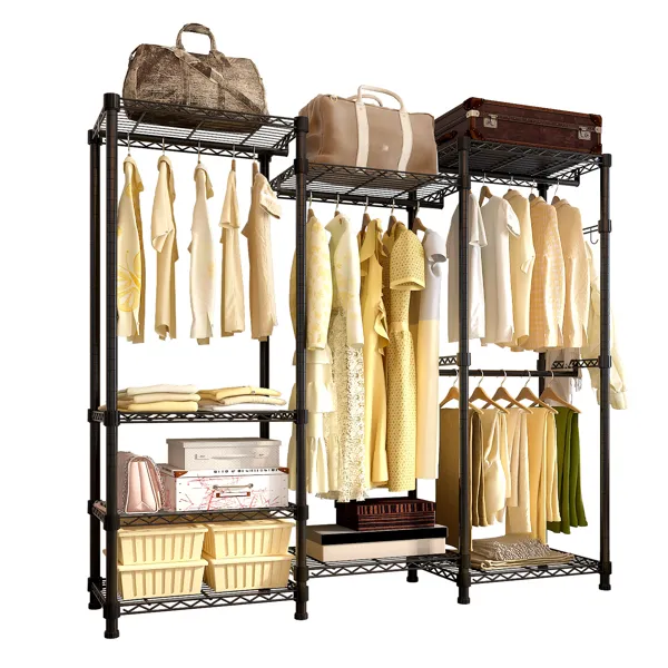 Metal Garment Rack with Shelves