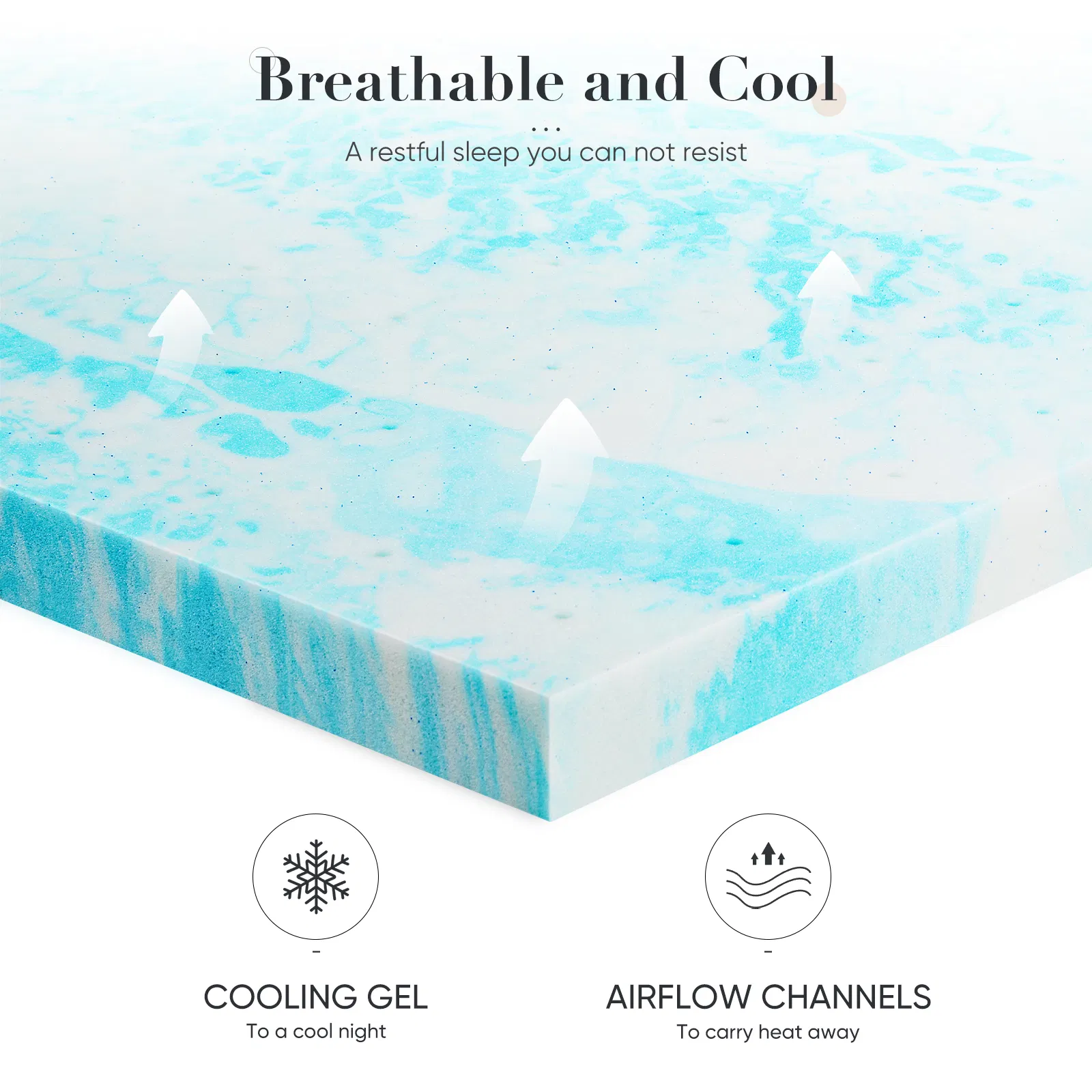 2-3 Inch Gel Memory Foam Mattress Topper Full Size Cooling Mattress Soft and Breathable Bed Topper School Bedroom Furniture image 5