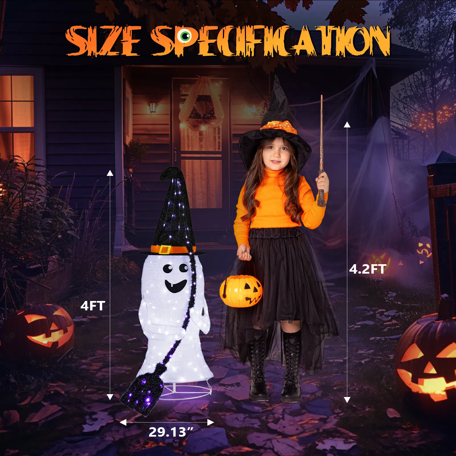 Replace 944001634ft Ghost 100LED Lighted Outdoor Halloween Decorations image 8