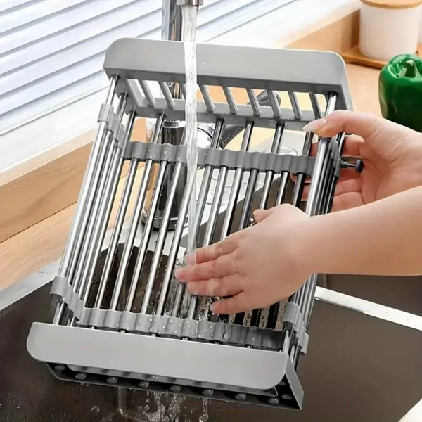 Adjustable Immersion Sink Dish Drying Rack With Stainless Steel Drain Basket - Portable And Retractable Space-Saving Fruit And Vegetable Solution(UPS/UPS logistics delivery supports self-pickup)-19