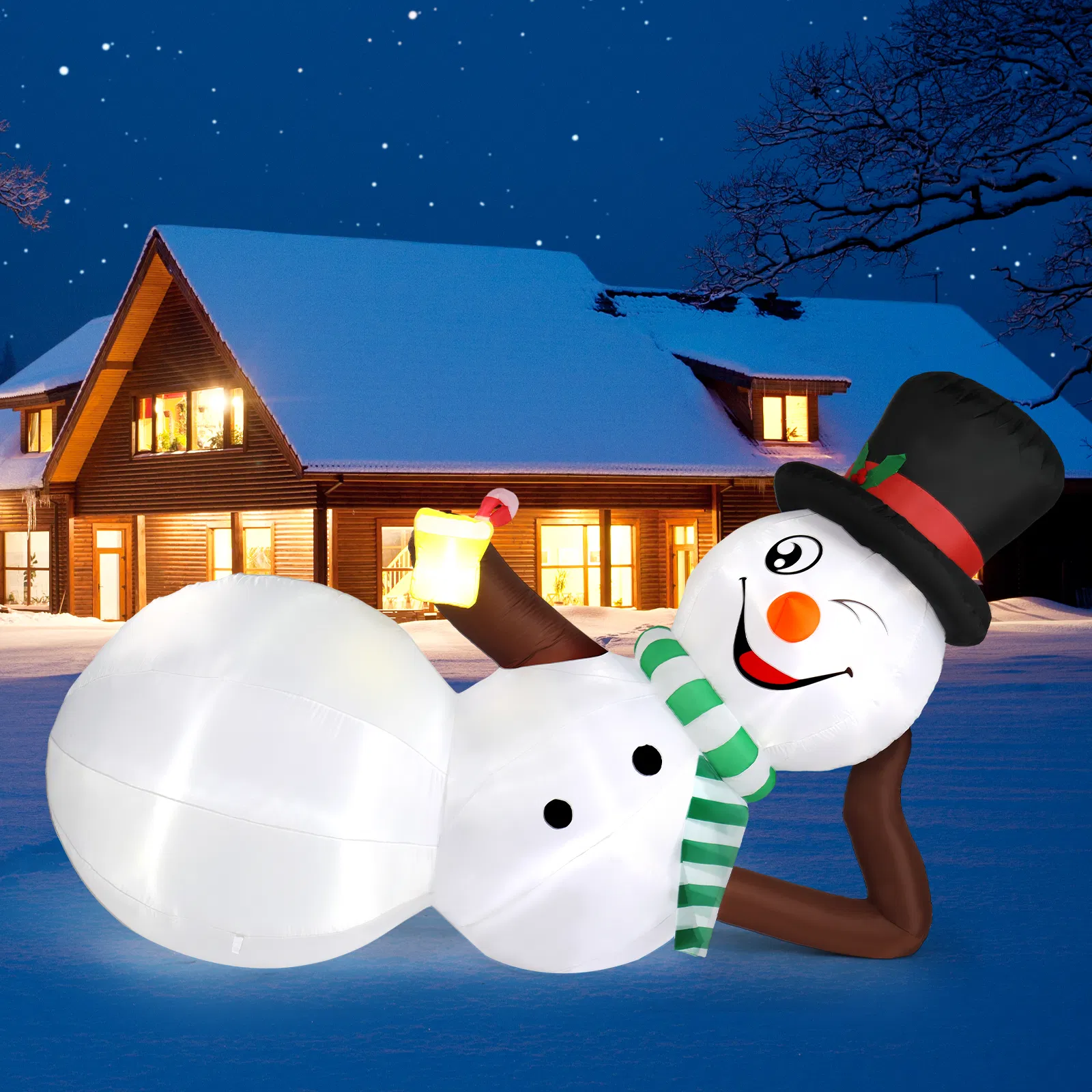 9.8 FT Lighted Christmas Inflatable Decoration, Large Inflatable Lying Snowman, Funny Blow Up Yard… image 6