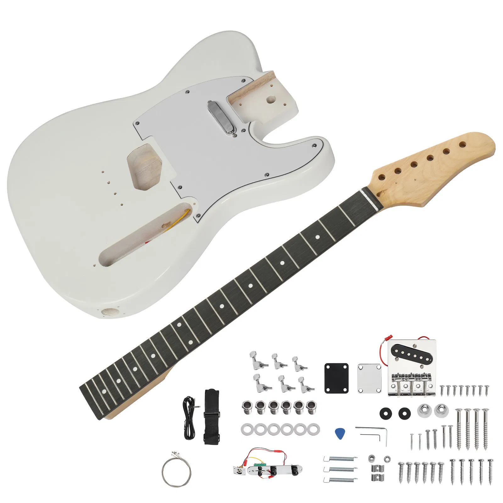 DIY 6 String TL Style Electric Guitar Kits with Mahogany Body, Maple Neck and Accessories White image 4