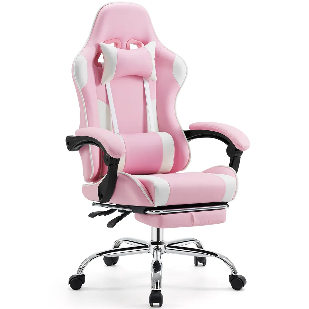 Video Game Desk Chair - Ergonomic Computer with Footrest and Comfy Lumbar Support, PU Leather Recliner with Headrest, Fixed Up Armrest, image 11