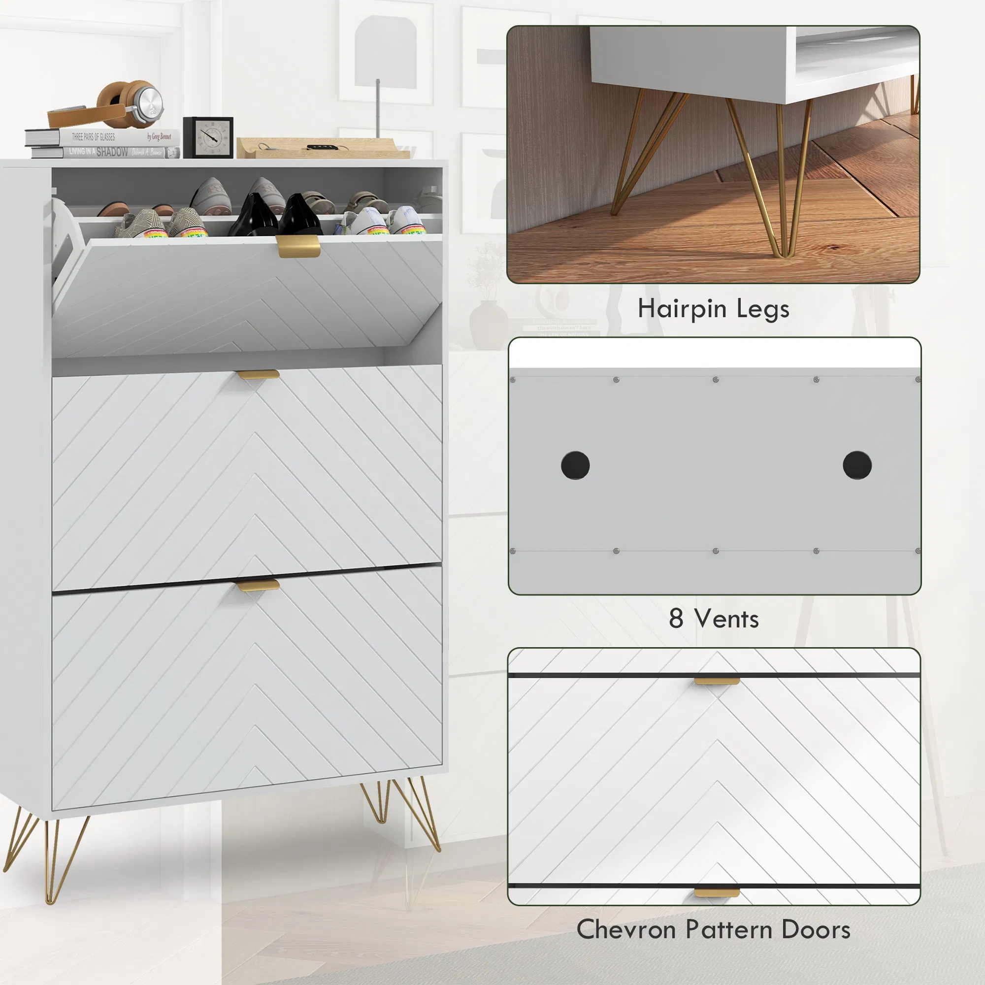 Shoe Storage Cabinet with Flip Drawers, picture 4 of 5