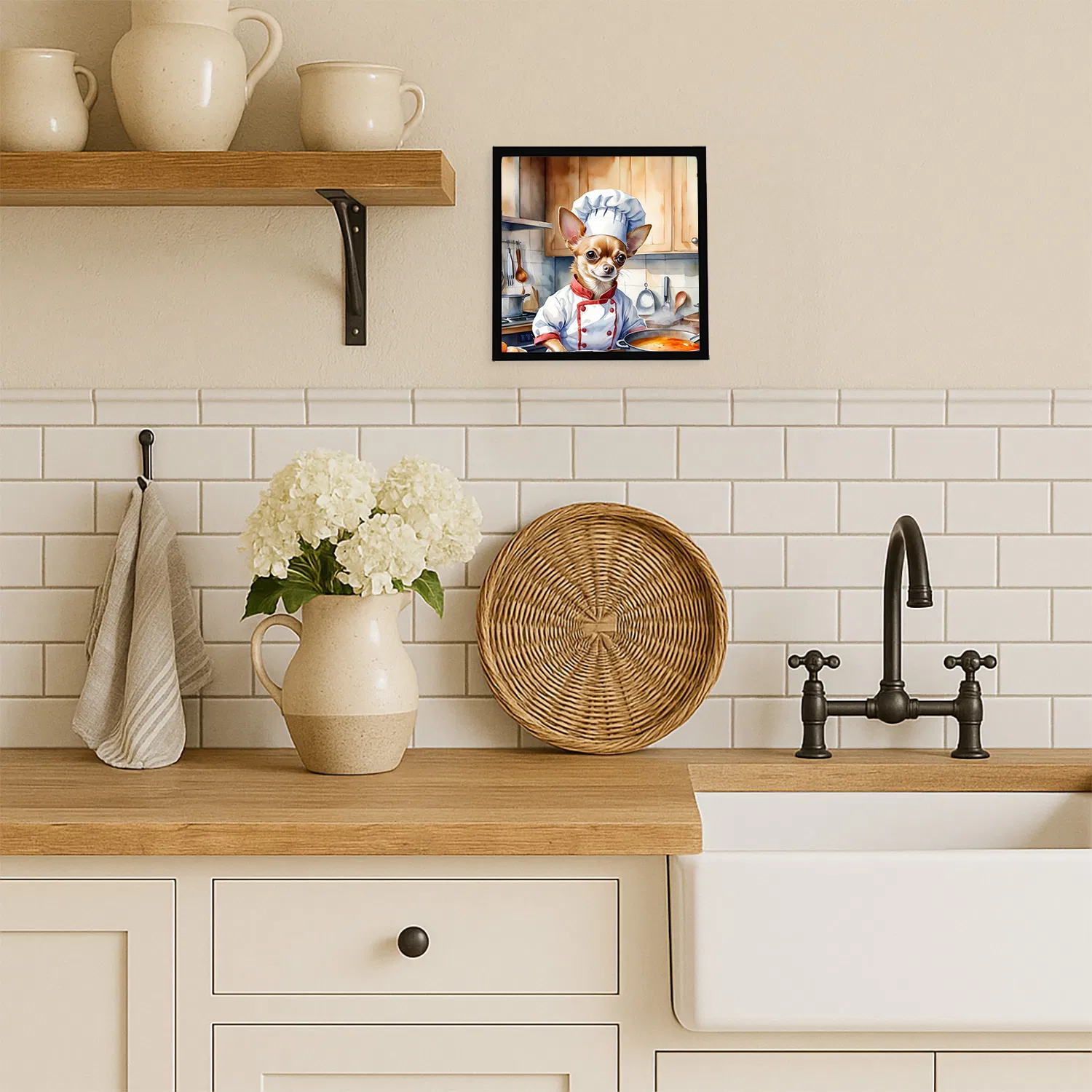 Framed Metal Print, Chihuahua Chef