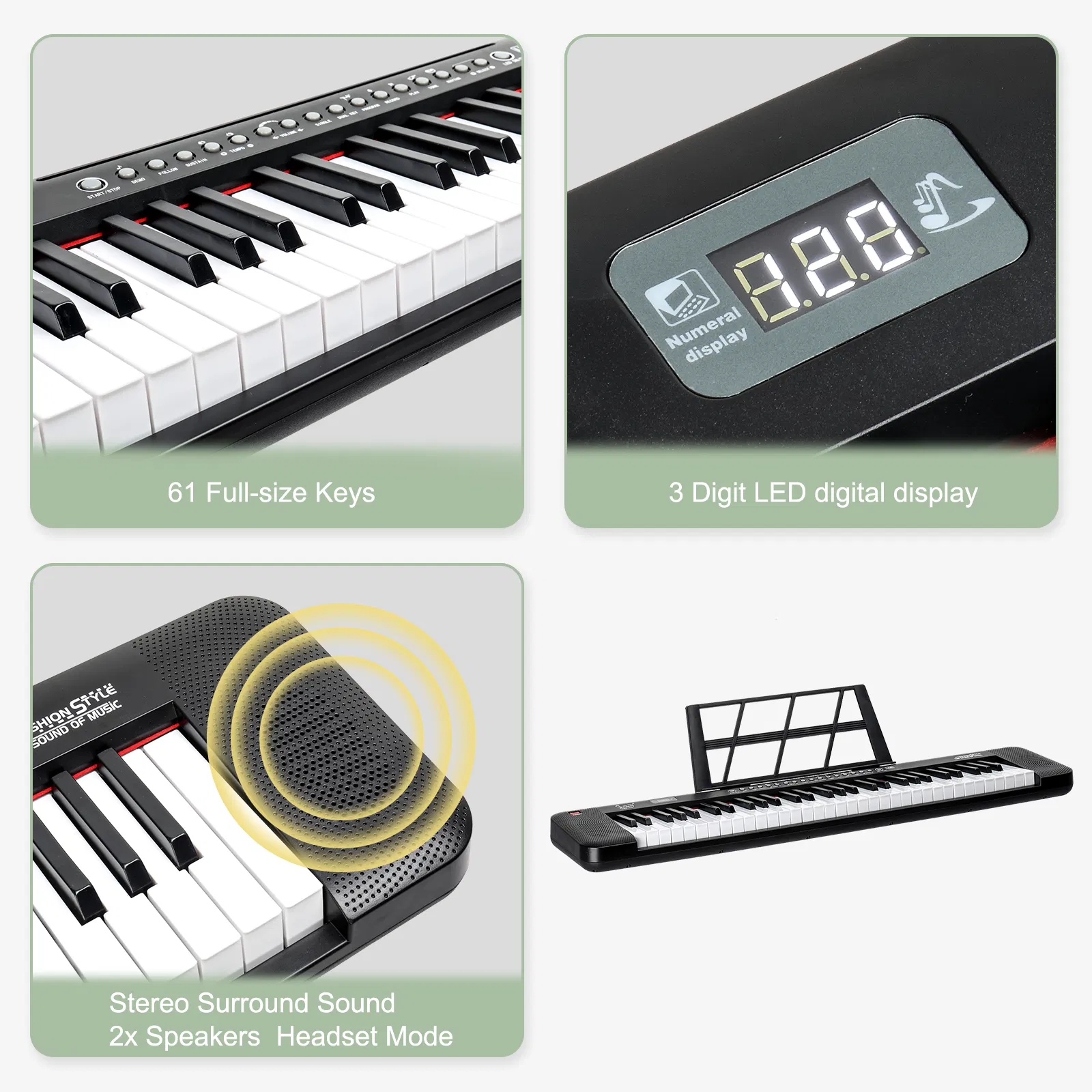 [Do Not Sell on Amazon] GEP-109 61 Key Lighting Keyboard with Piano Stand, Piano Bench, Built In… image 6