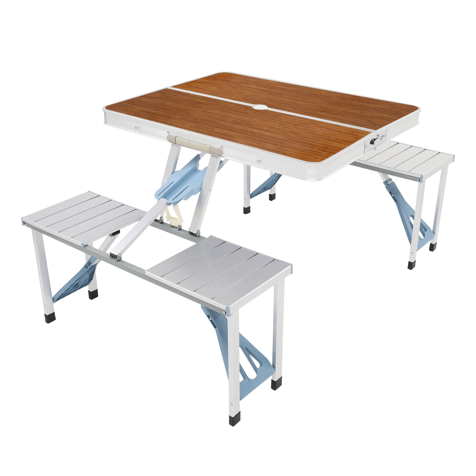 136*85.5*67cm 50kg Aluminum Alloy Table And Chair One Piece Camping One Piece Table And Chair Wood Grain… image 5