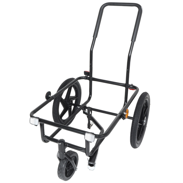 2-in-1 Bike Cargo Trailer Pushcart, Bicycle Trailer with Removable Box and Waterproof Cover, Black, Pushcart Stroller with Tow Hitch and Removable Handlebar, black -39