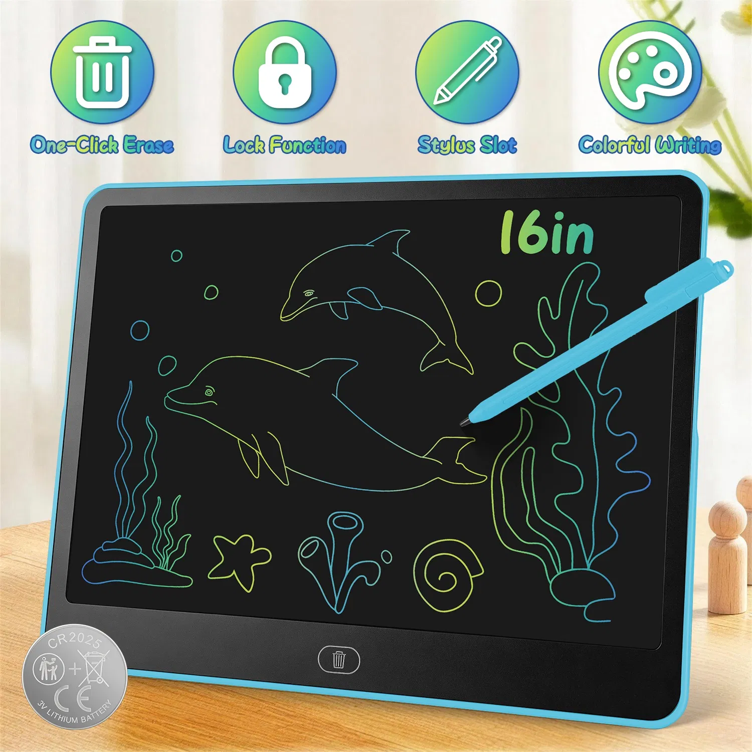 LCD Writing Tablet for Kids, Reusable Doodle Board image 2