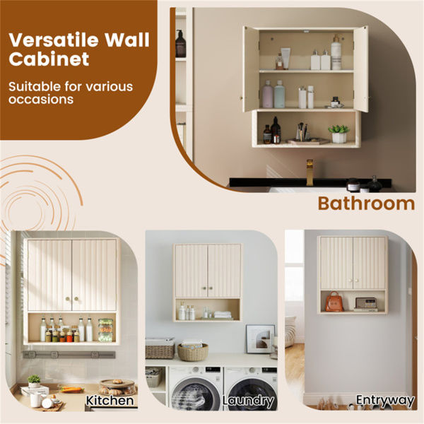 Beige Fluted Wall Cabinet (21.5