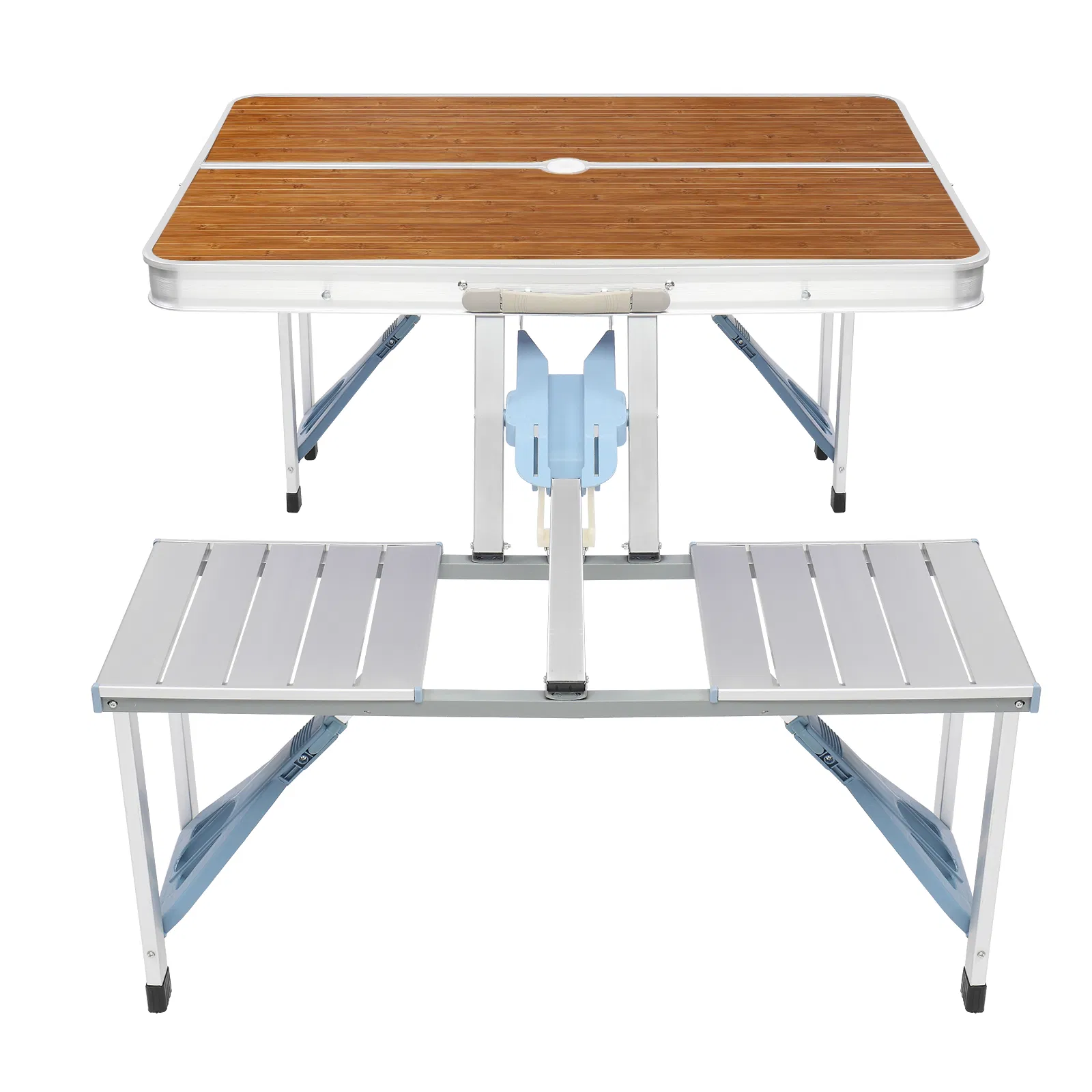 136*85.5*67cm 50kg Aluminum Alloy Table And Chair One Piece Camping One Piece Table And Chair Wood Grain… image 7