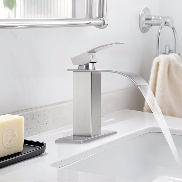 Single Handle Bathroom Faucet Lavatory Faucet Stainless Steel Single Hole-TP, Brushed Nickel[Unable to ship on weekends,usps/fedex]-10