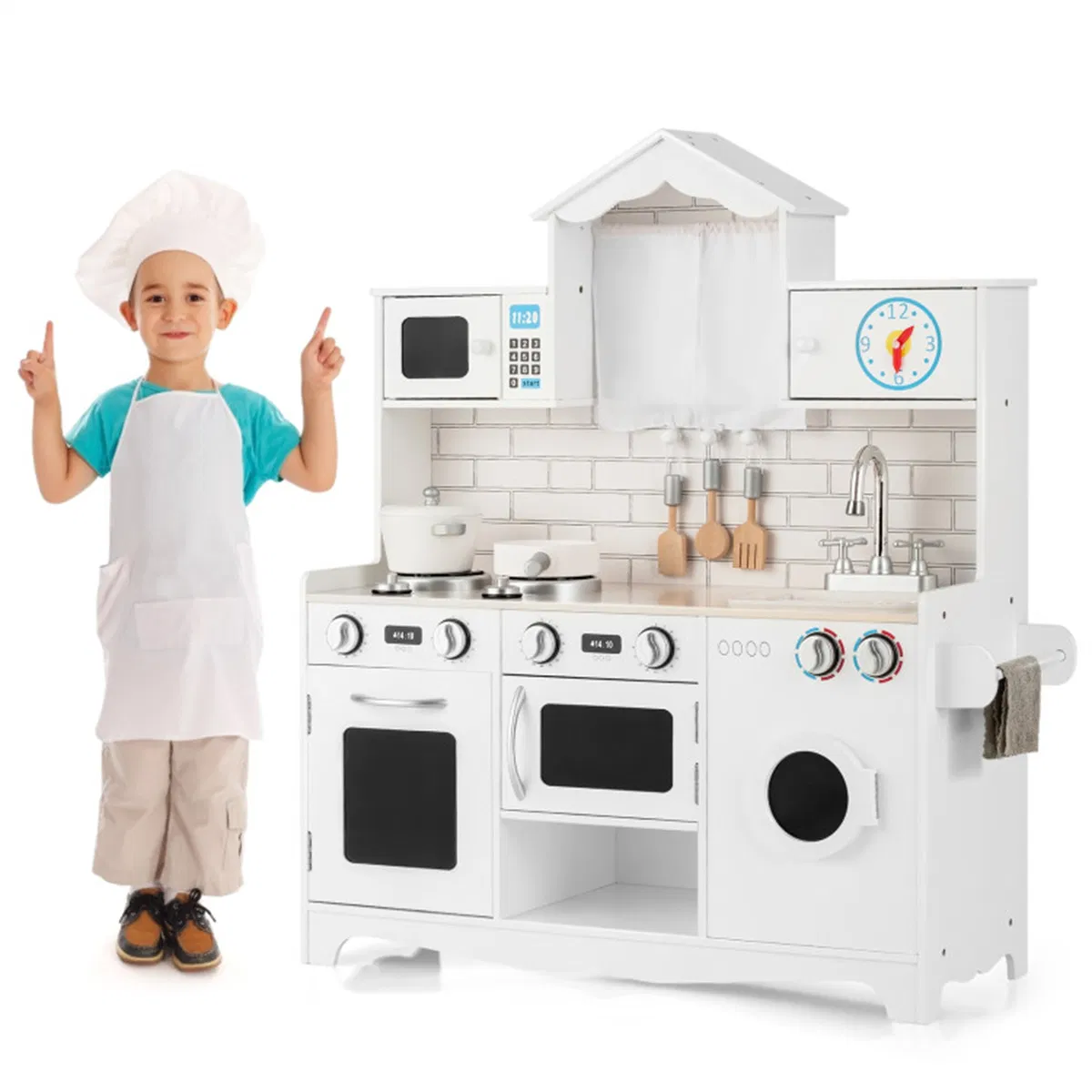 Kitchen Toy Wooden Kids Kitchen with Washing Machine β photo 4