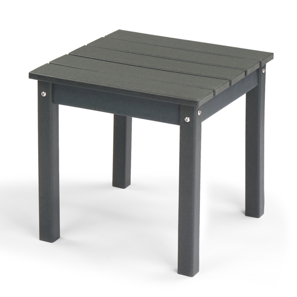 Outdoor Side Table, HDPE Adirondack Table Patio Side Table, Weather Resistant End Table Small Outdoor Table, Dark Grey, Square-9