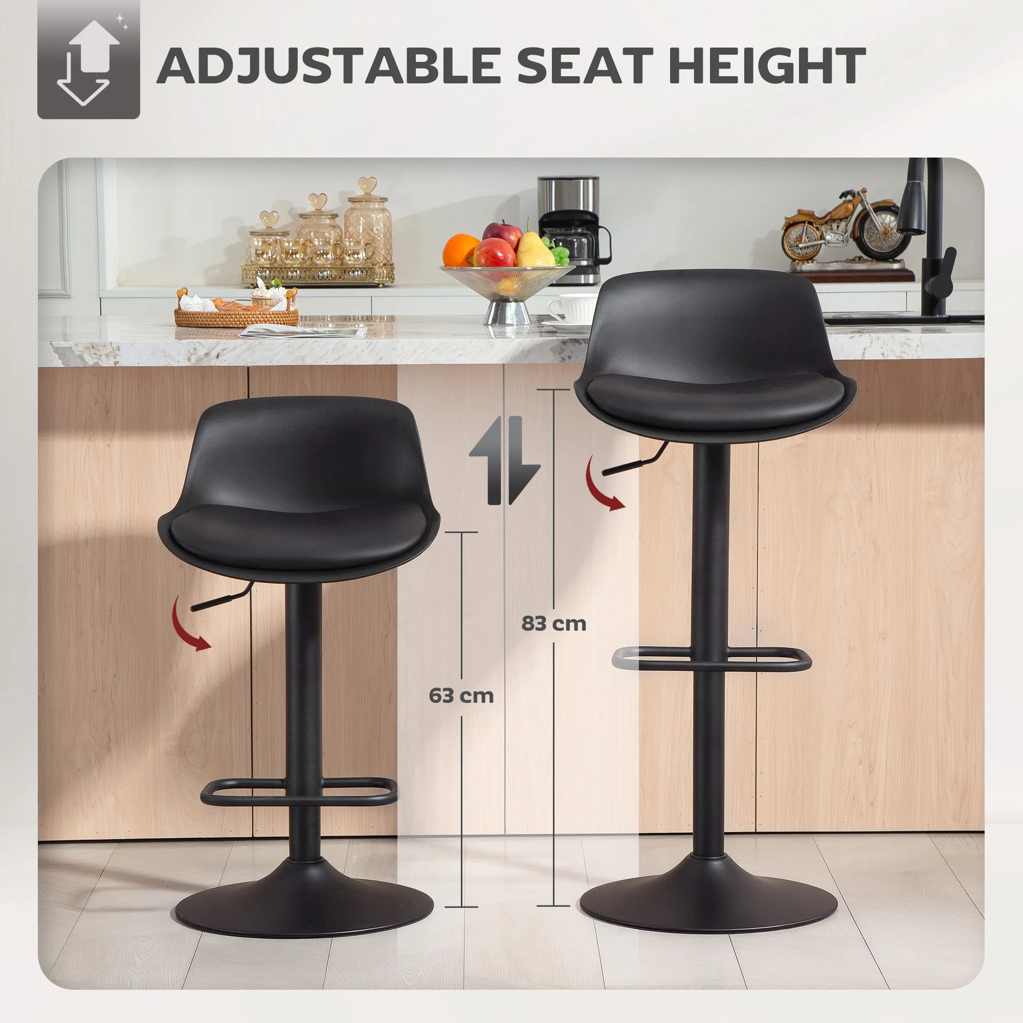 Adjustable Swivel Bar Stools, picture 4 of 5