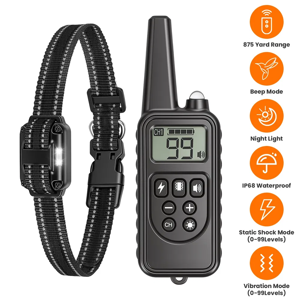 Dog Training Collar with Remote Rechargeable Dog Training Collar IP68 Waterproof with 4 Training Modes 3…