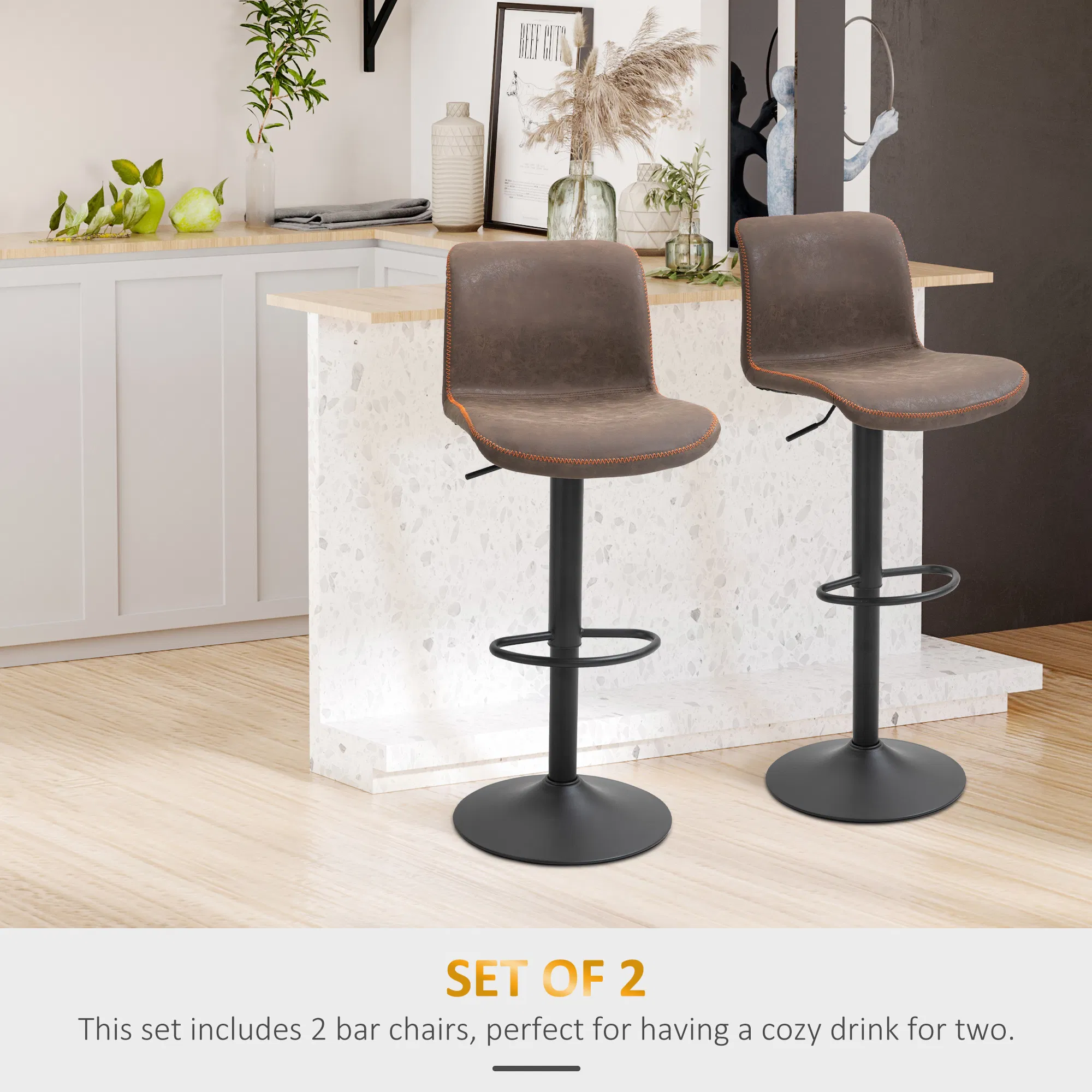 Swivel Bar Stools Set of 2, picture 4 of 5