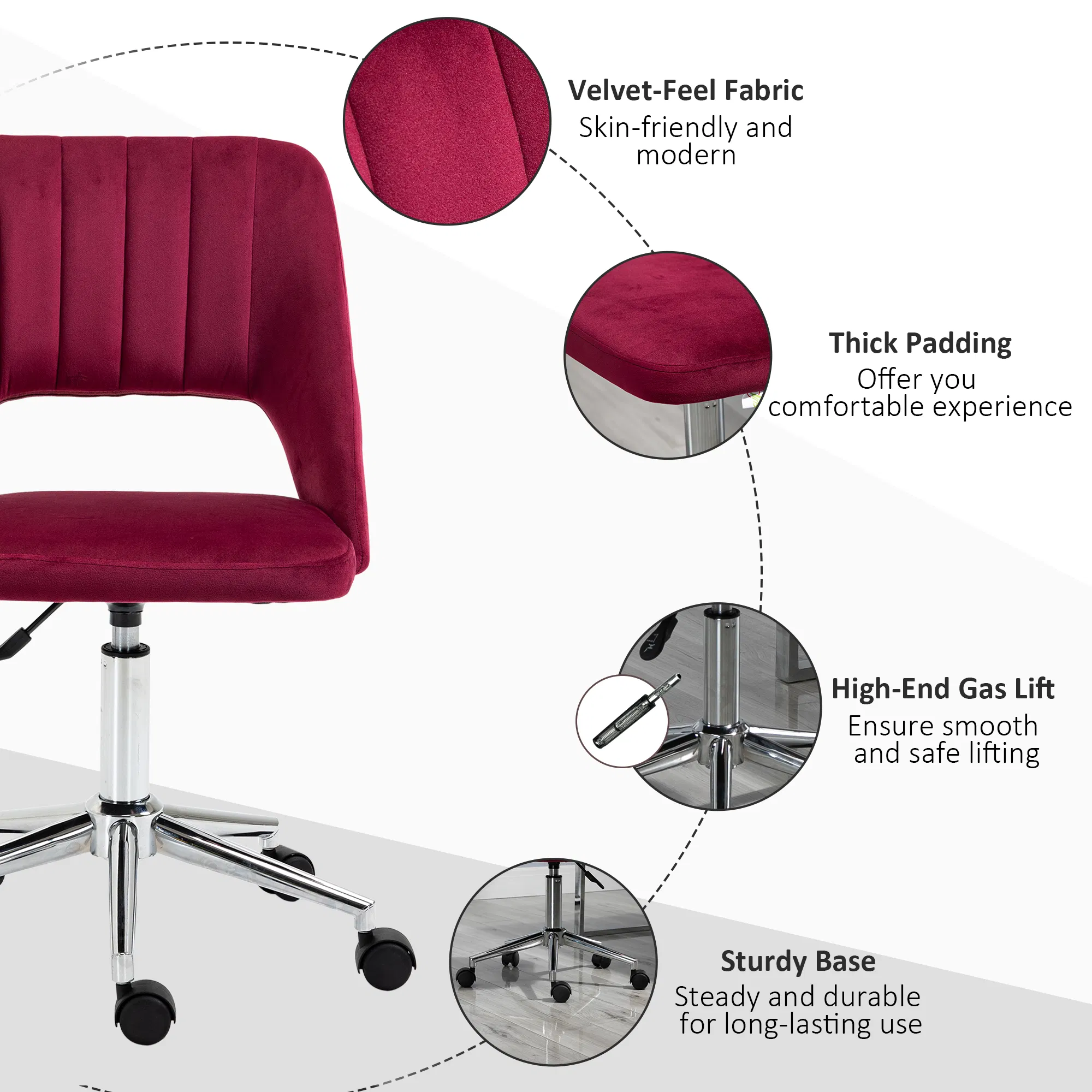 Velvet Swivel Office Chair, picture 3 of 5