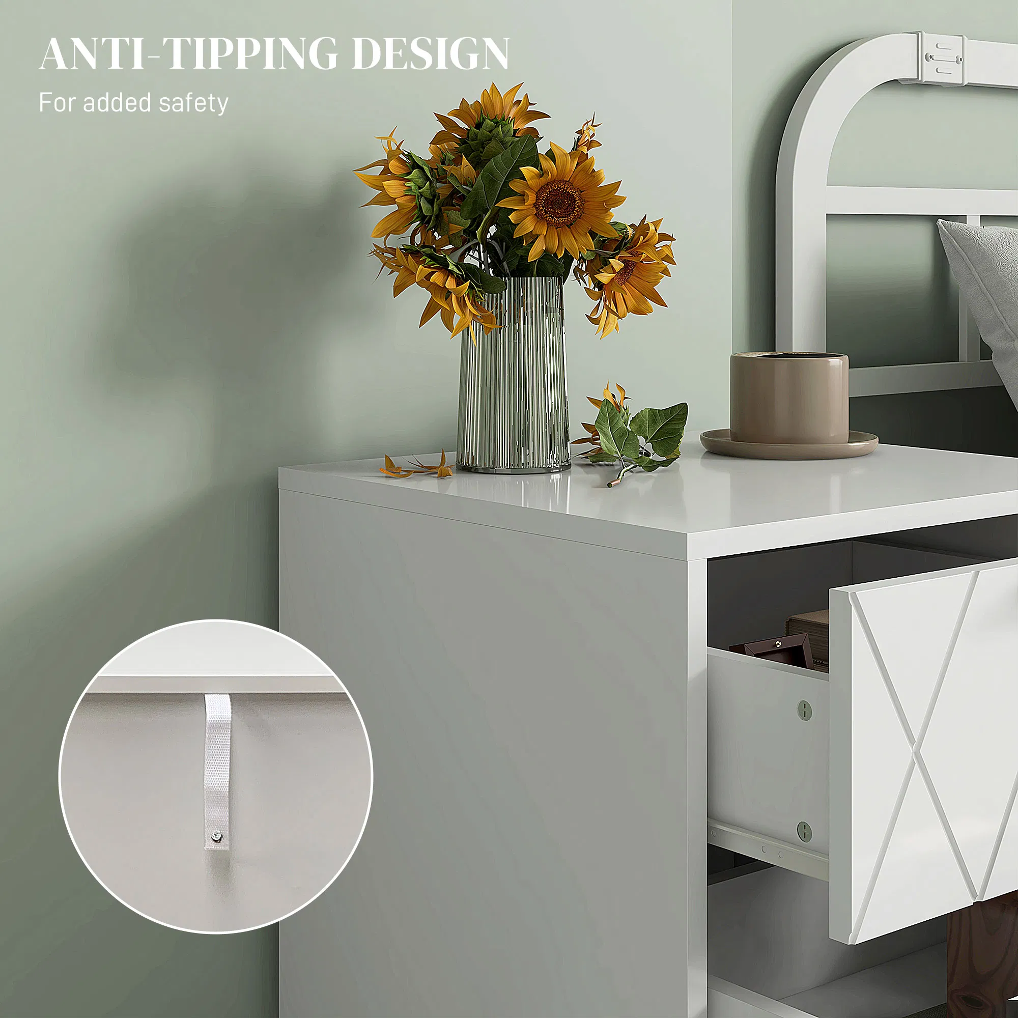 Modern Bedside Table with 2 Drawers, picture 4 of 5