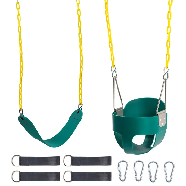 EVA+ Iron Swing + Hanging basket swing combination Green Baby Swing