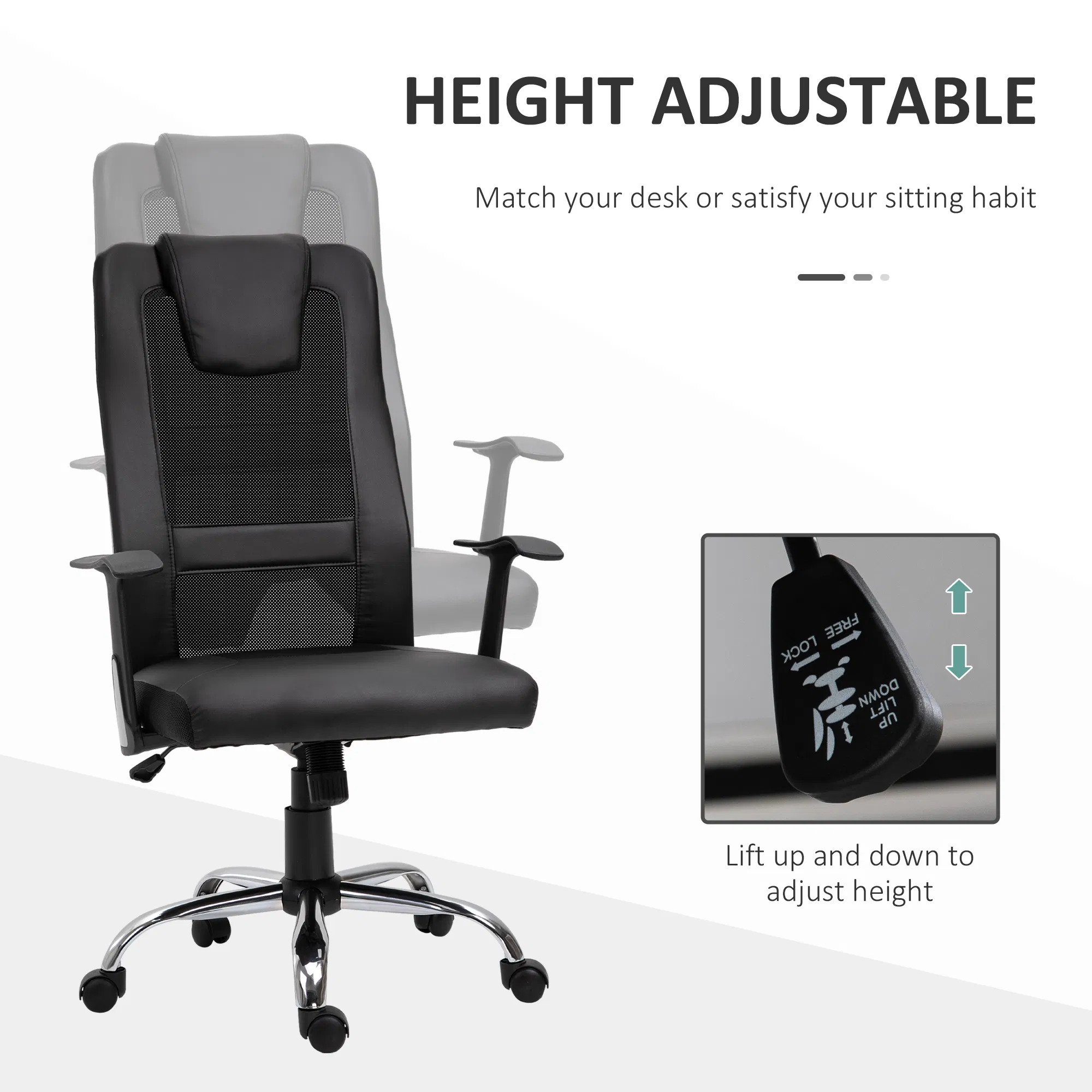 Ergonomic Office Chair with Thick Padded Headrest β photo 5