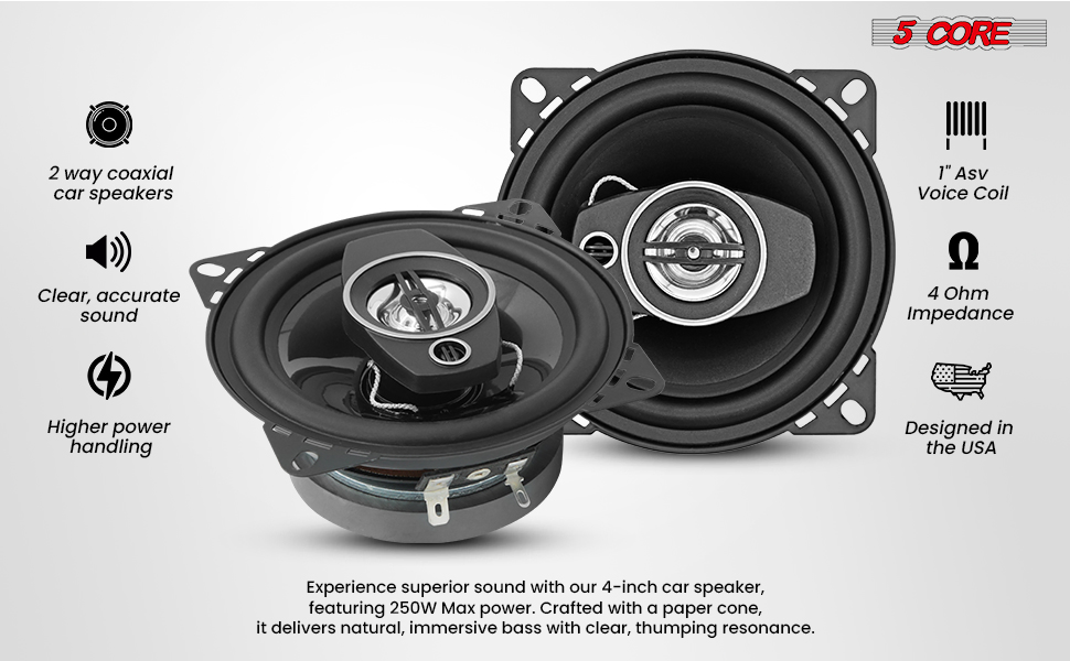 Technical features of 4-inch coaxial automotive speakers