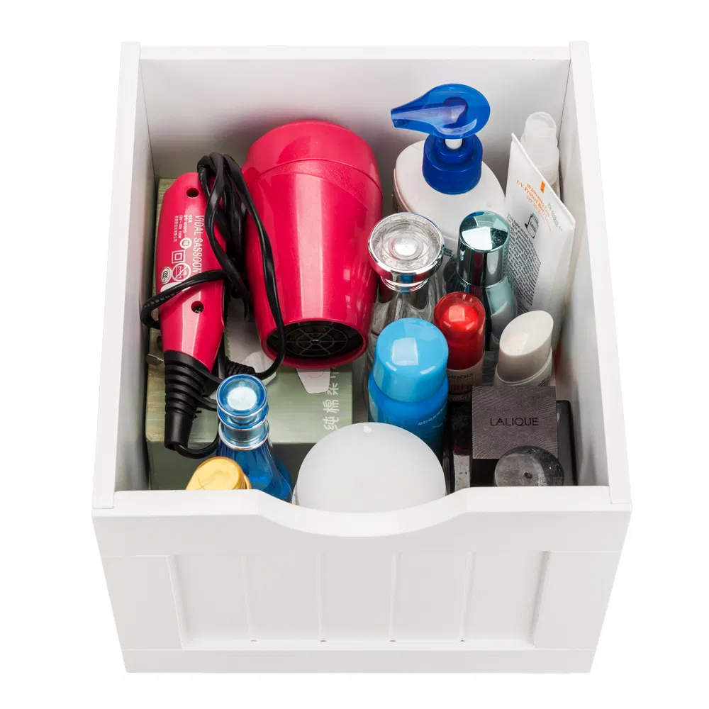 Single Door Bathroom Storage Cabinet with 4 Drawers White image 4