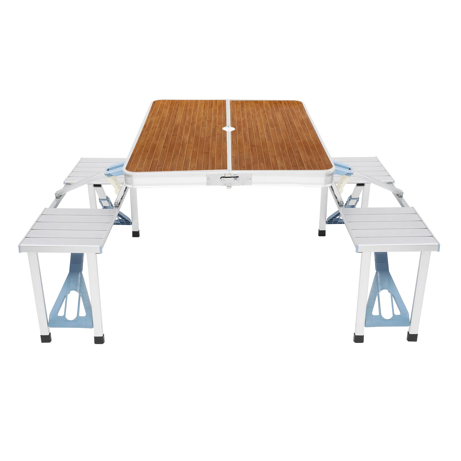 136*85.5*67cm 50kg Aluminum Alloy Table And Chair One Piece Camping One Piece Table And Chair Wood Grain… image 3