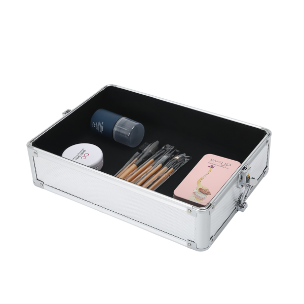 4-in-1 Draw-bar Style Interchangeable Aluminum Rolling Makeup Case Silver-32