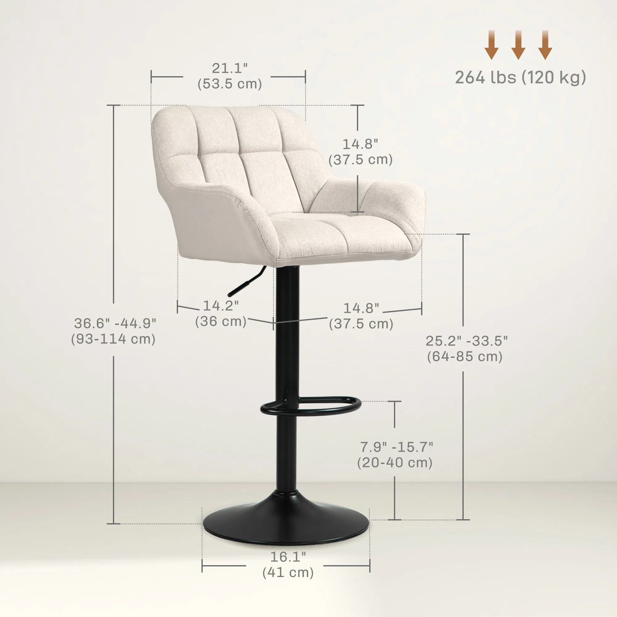 Swivel Bar Stools Set of 2, picture 3 of 5