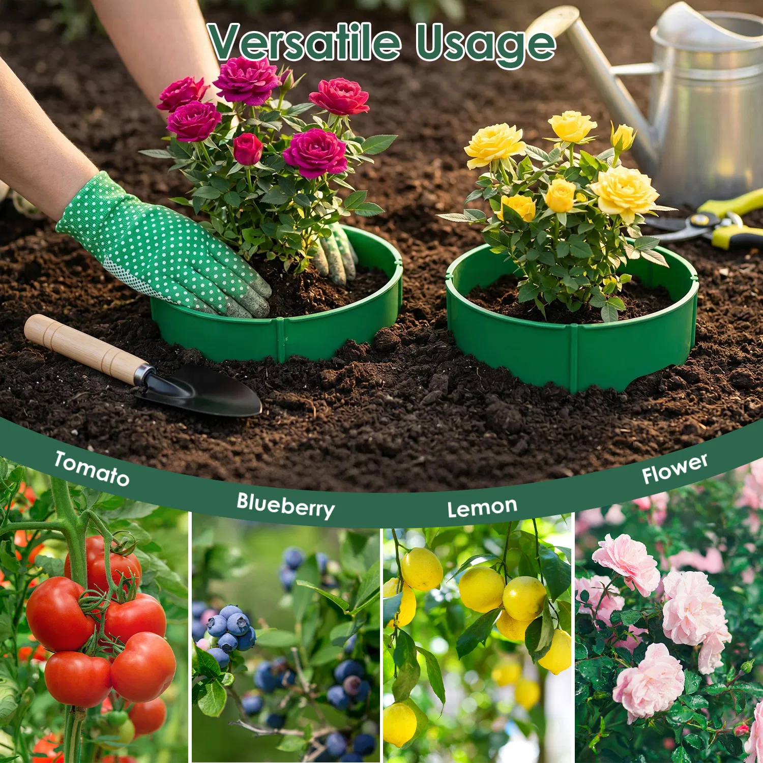 6Pcs/12Pcs 10in Planting Grow Rings Adjustable for Outdoor Plants Interlocking PP Plant Protection Rings with Hand Shovel Deep Watering Plant Guards for Vegetables Flowers Shrubs Tomatoes Garden Beds image 5