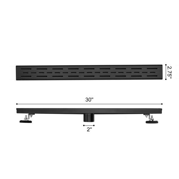 30 Inch Linear Shower Drain with Removable Brick Patterned Grate Cover, 304 Stainless Steel Shower Floor Drain with Hair Strainer and Leveling Feet-17