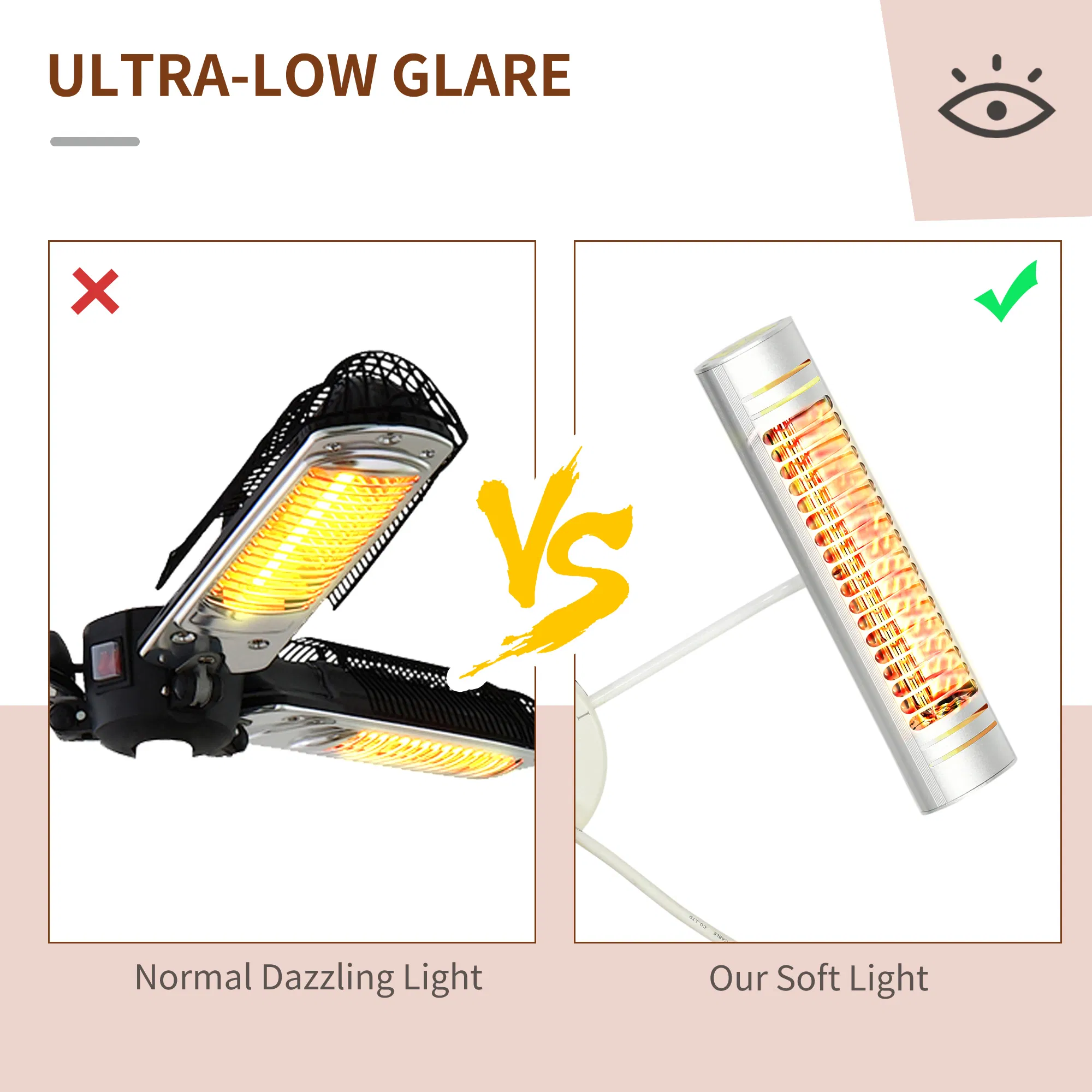 Electric Patio Heater with 3 Heating Panels and Ultra-low Glare β photo 5