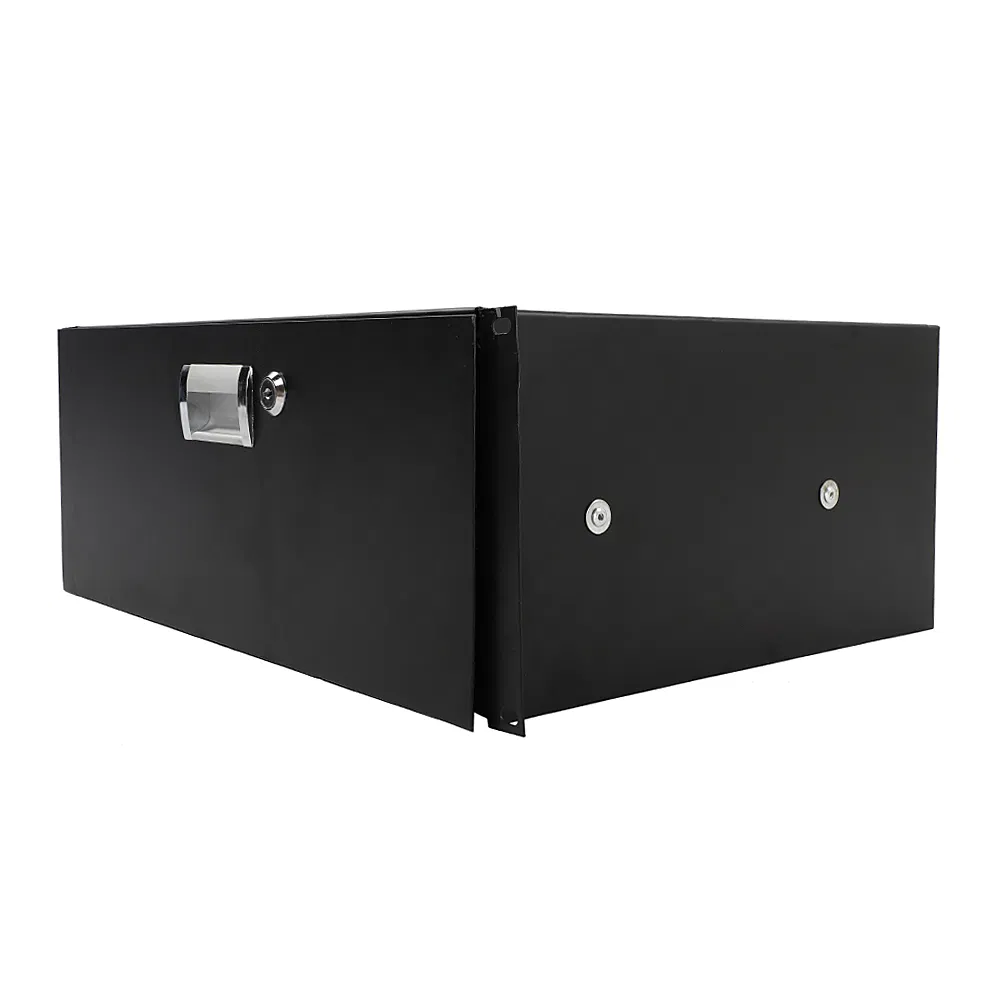 19" 4U Steel Plate DJ Drawer Equipment Cabinet with Keys Black image 10