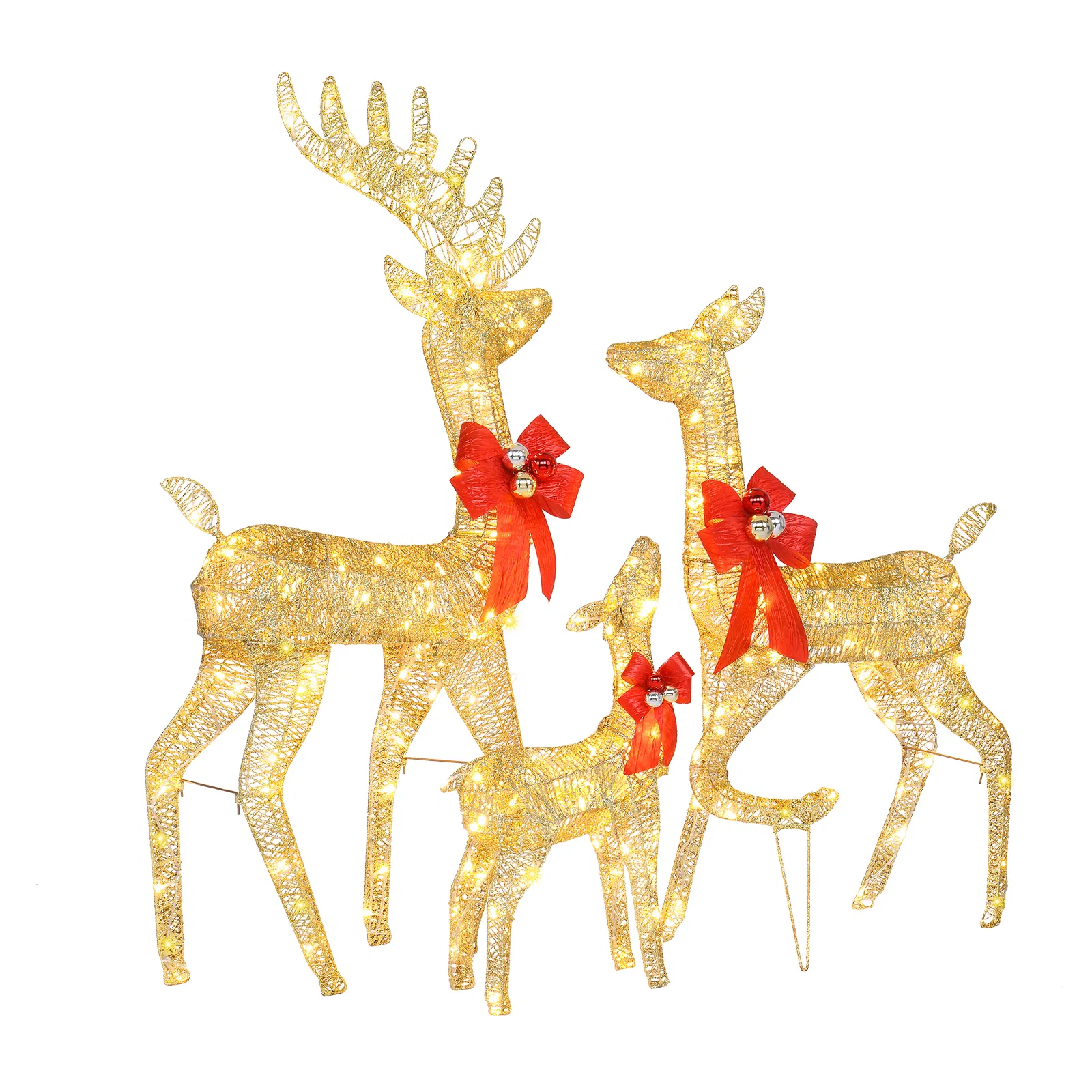 3pcs 54*20*122cm 30.00V 3.60W Family Elk Golden Iron Frame Cotton Thread Green Onion Powder Courtyard Elk Decoration image 10